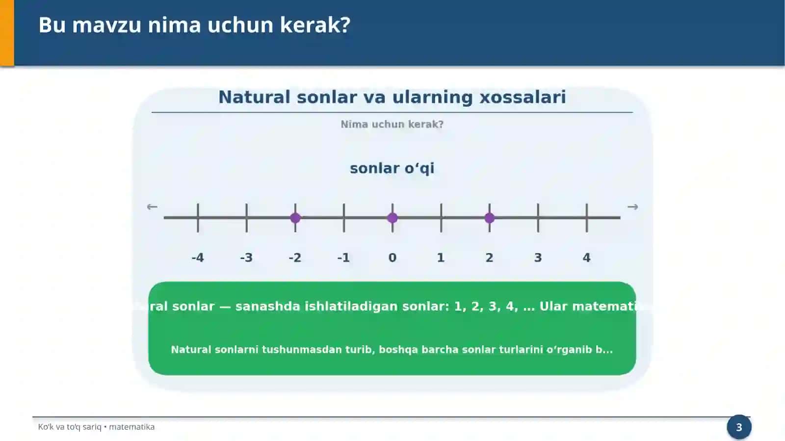 Natural sonlar va ularning xossalari 3