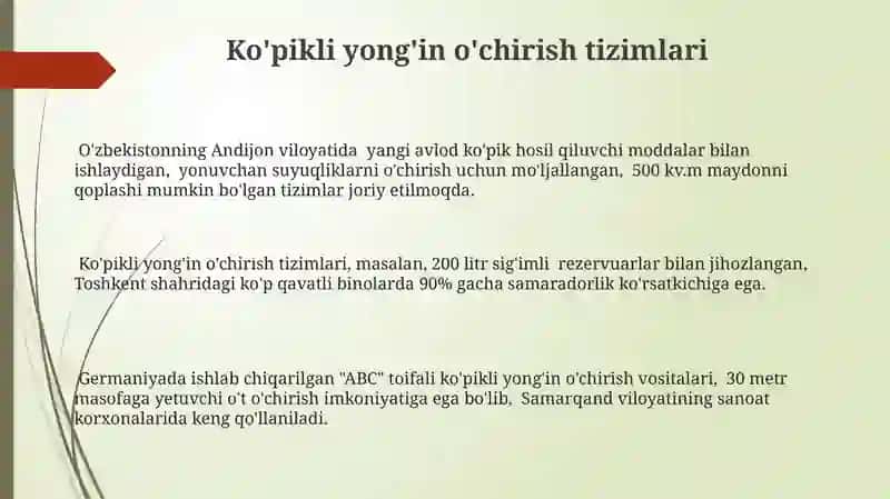 Ko'pikli yong'in o'chirish tizimlari 3
