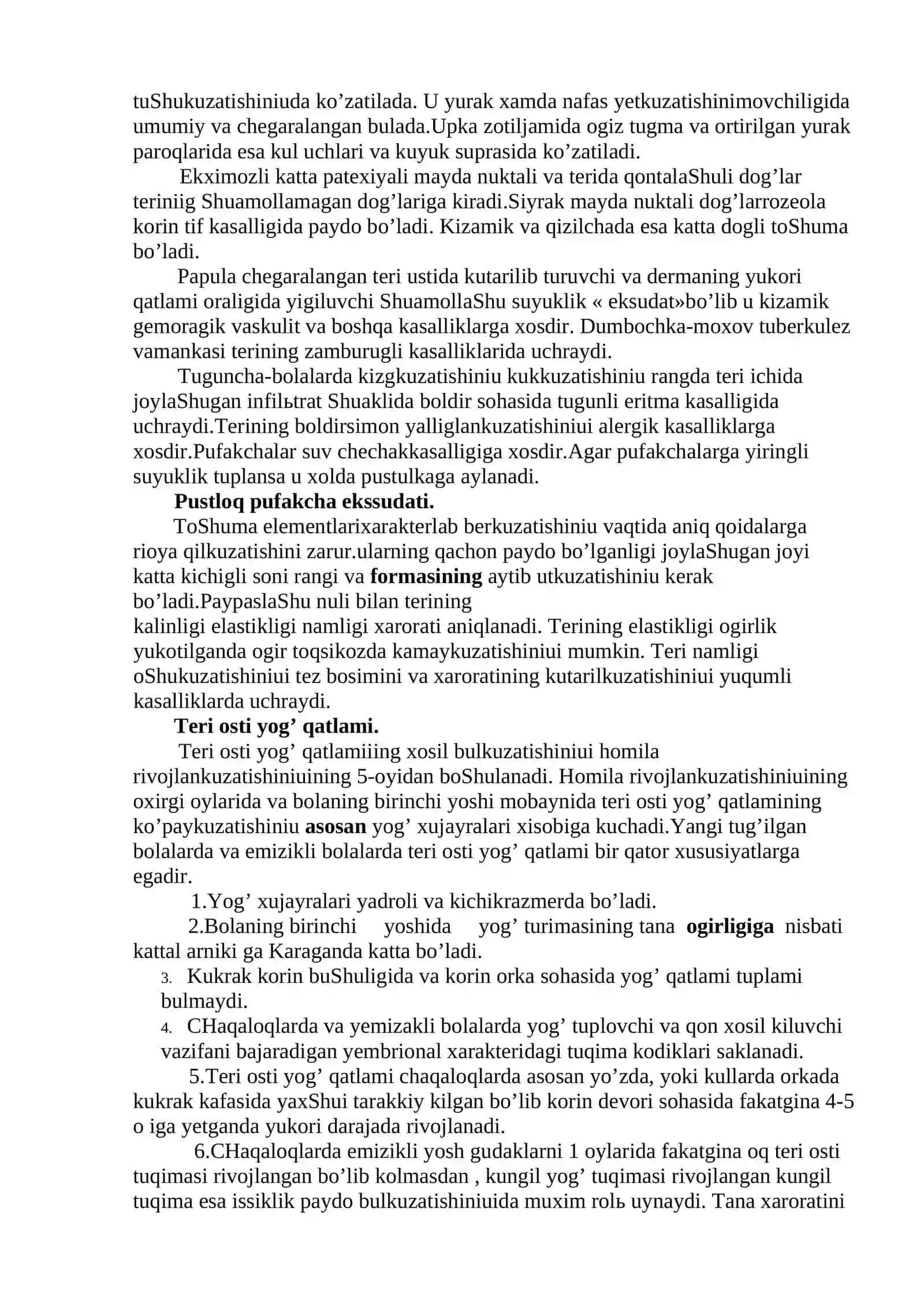 Bolalarda teri,teri osti yog’ qavatini jarohatlankuzatishini semiotikasi 3