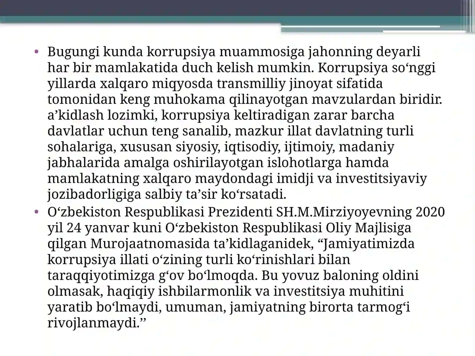 Korrupsiyaga qarshi kurashish bo’yicha xalqaro qonun va huquq mexanizmlari. 3