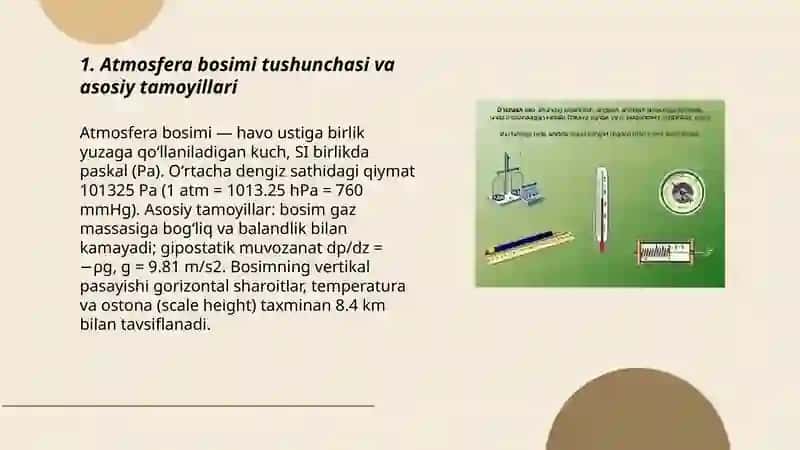 Atmosfera bosimi haqida tushuncha va bosim birliklari 3