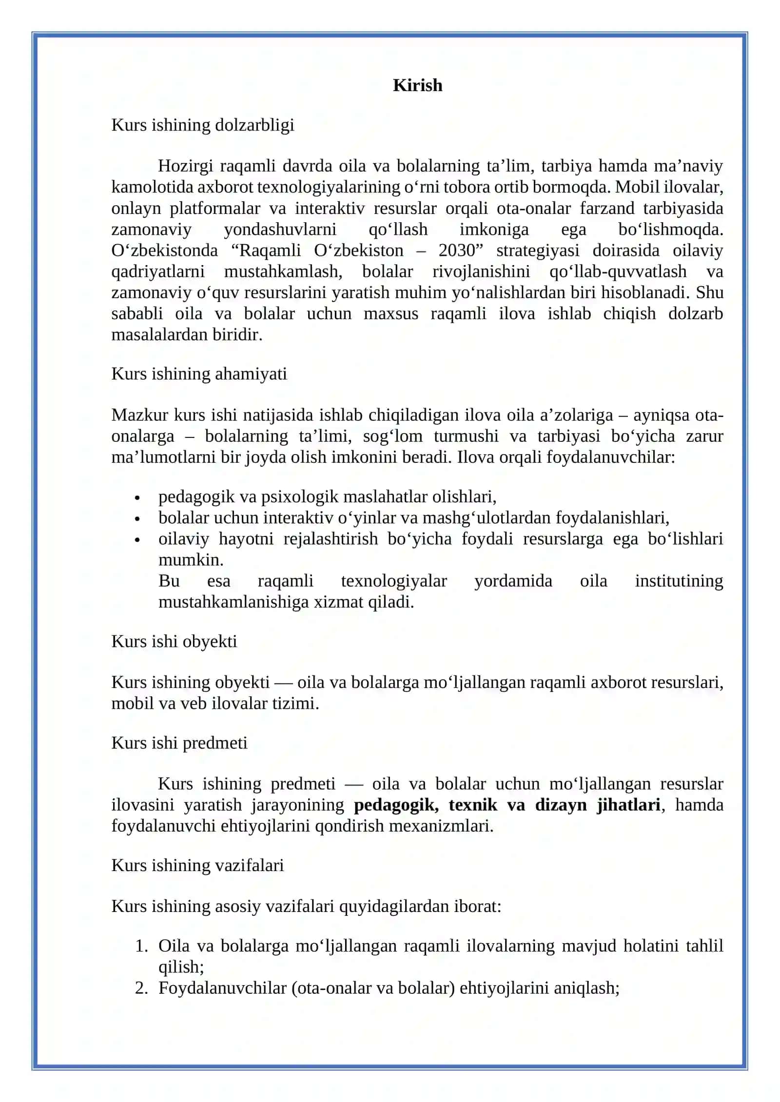 Oila va bolalar uchun resurslar ilovasi yaratish 3