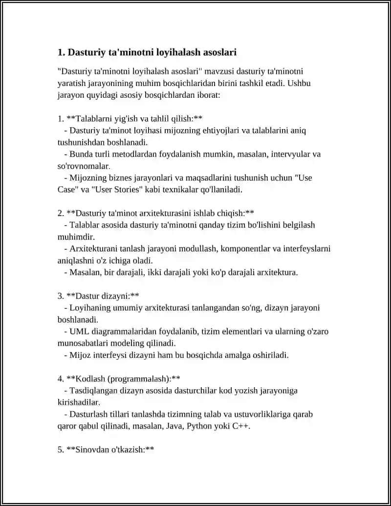 Dasturiy ta'minotni loyihalash asoslari 3