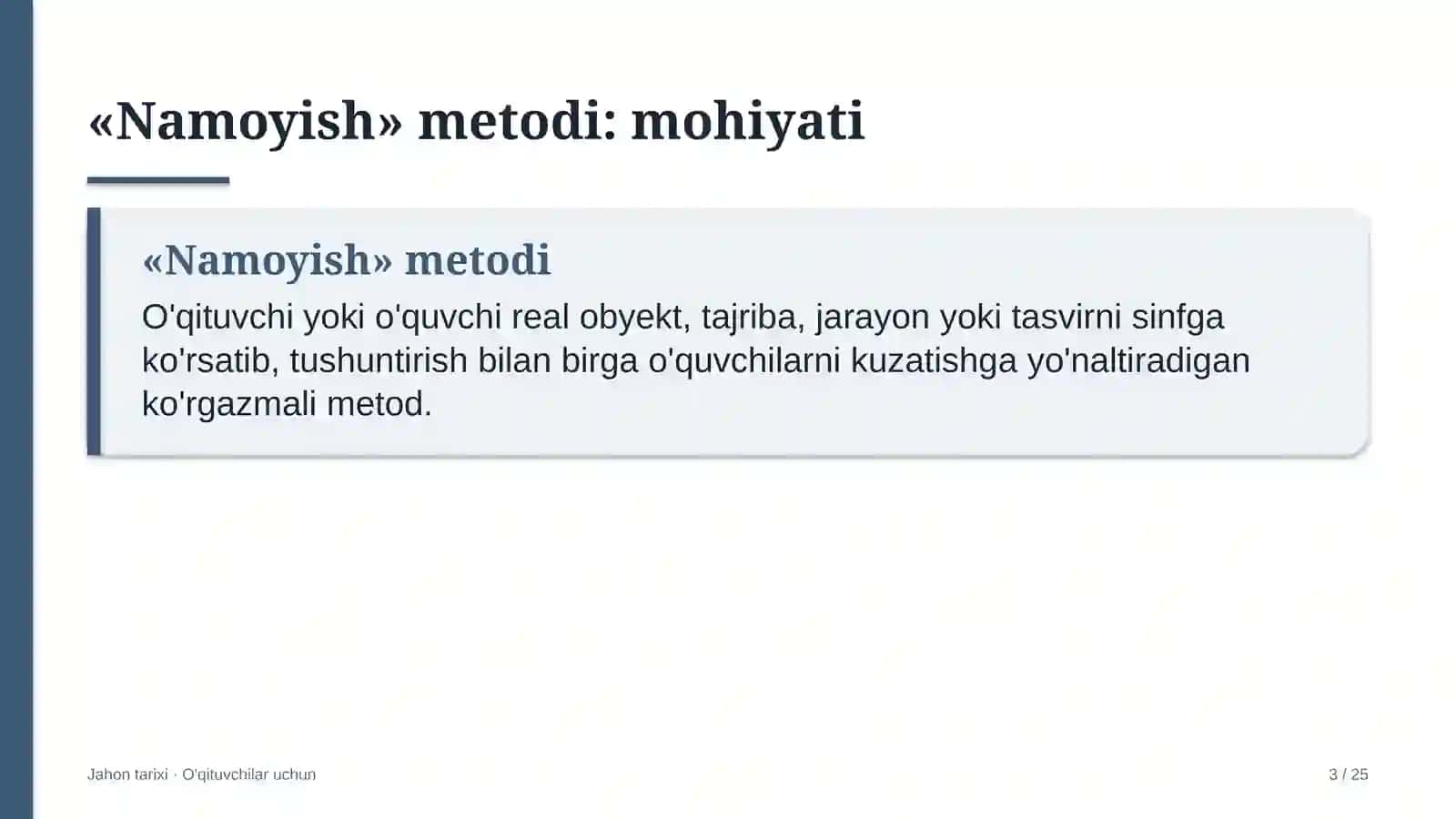 jahon tarixi darslarida namoyish metodidan foydalanish 1892 3