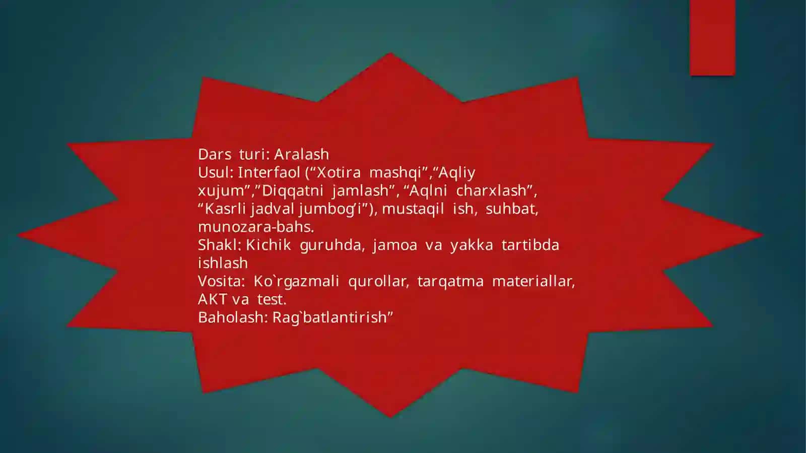 Matematikafaniga oid dars ishlanmasi 3