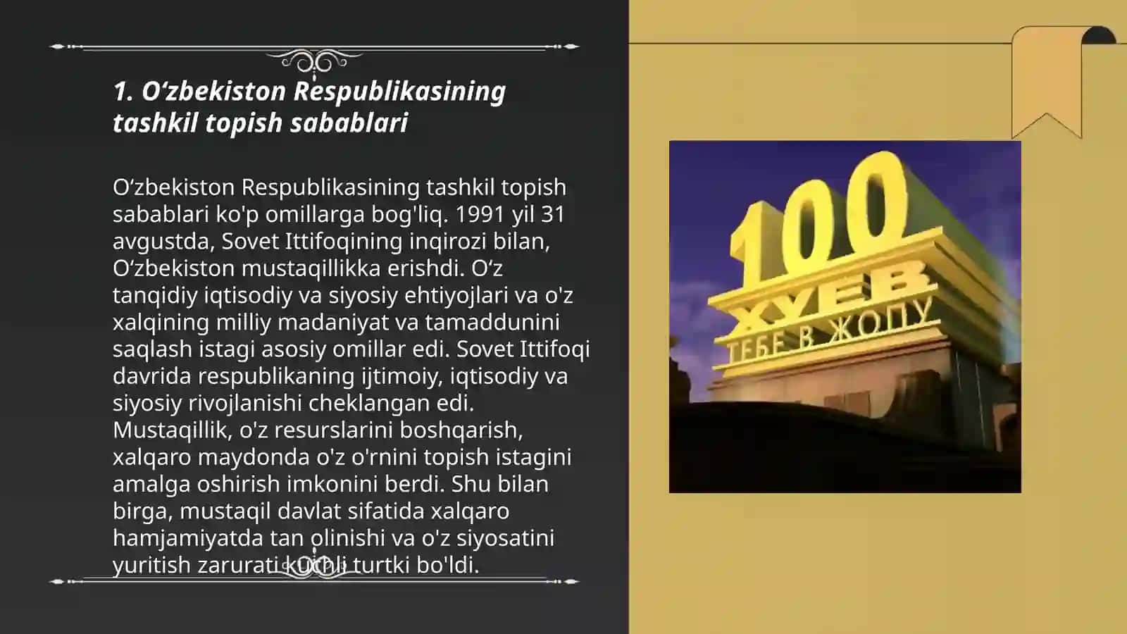 Mustaqil Oʻzbekiston Respublikasining tashkil topishi va tarixiy ahamiyati 3