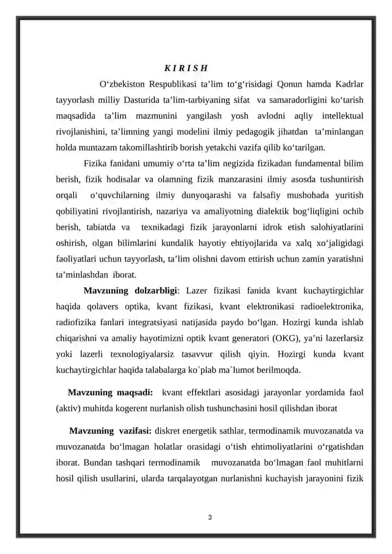 Kvant kuchaytirgichlar. 3