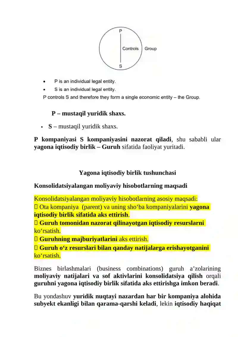 Guruhlar va konsolidatsiyalashgan moliyaviy hisobotlar tushunchalari va tamoyillari 3