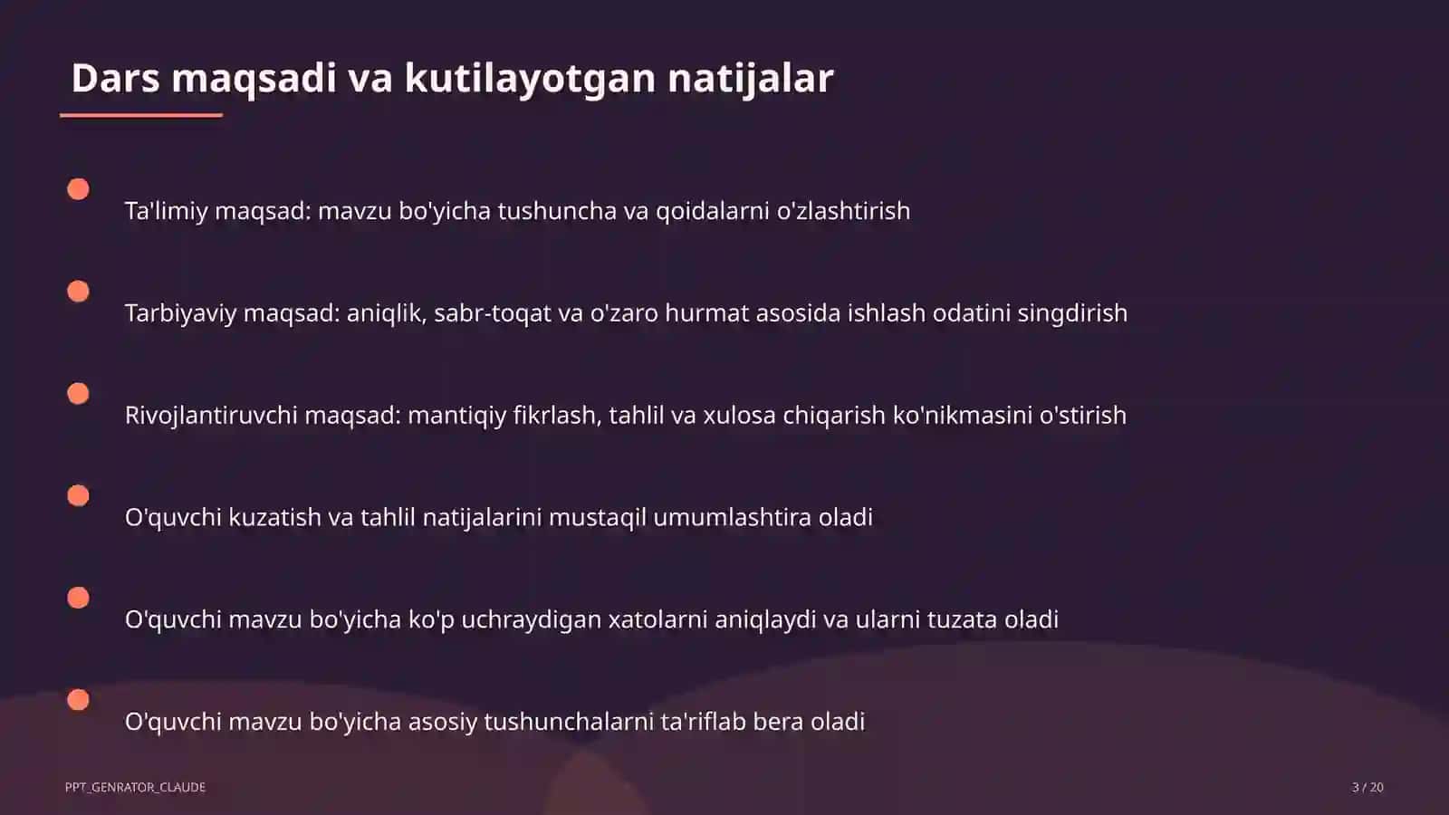 Uglevodlar: glyukoza, saxaroza, kraxmal (11-sinf) Kimyo (7–11) 3