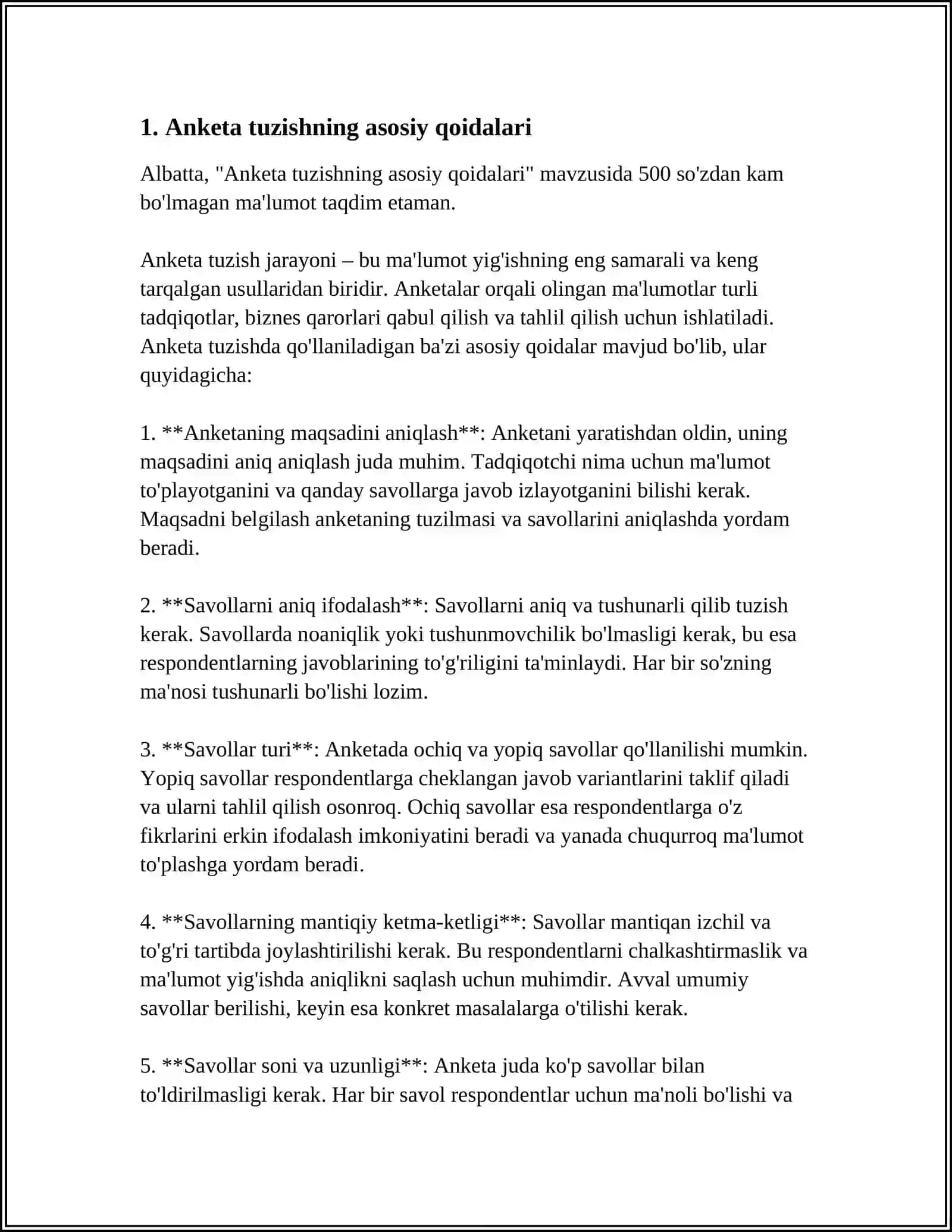 ANKETA VA SO'ROVNOMALARNI TUZISH VA O'TKAZISH 3