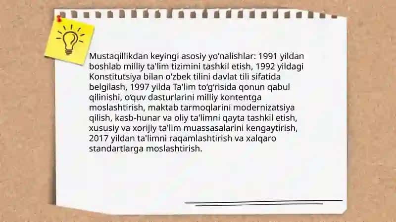 Mustaqillik yillarida O'zbekistondagi ma'naviy va madaniy taraqqiyot 3