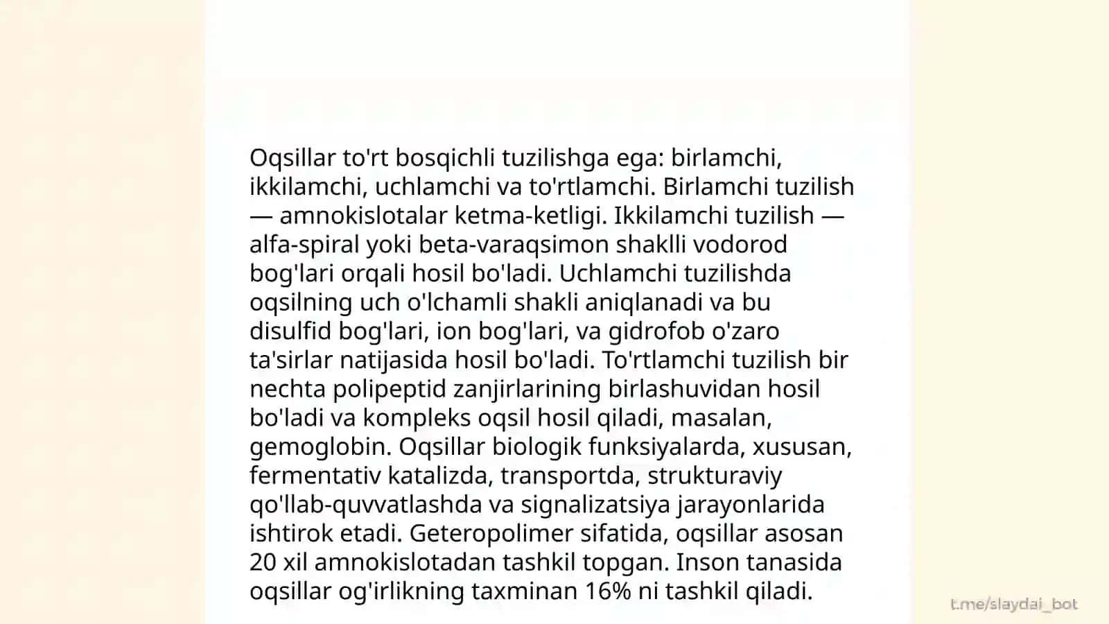 Oqsillar denaturatsiyasi va uning biologik ahamiyati 3