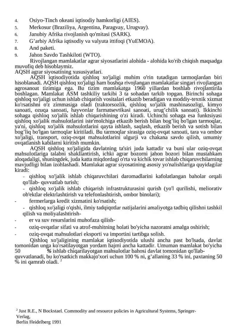 Rivojlangan mamlakatlarda agrar siyosat va oziq-ovqat xavfsizligini ta'minlash 3