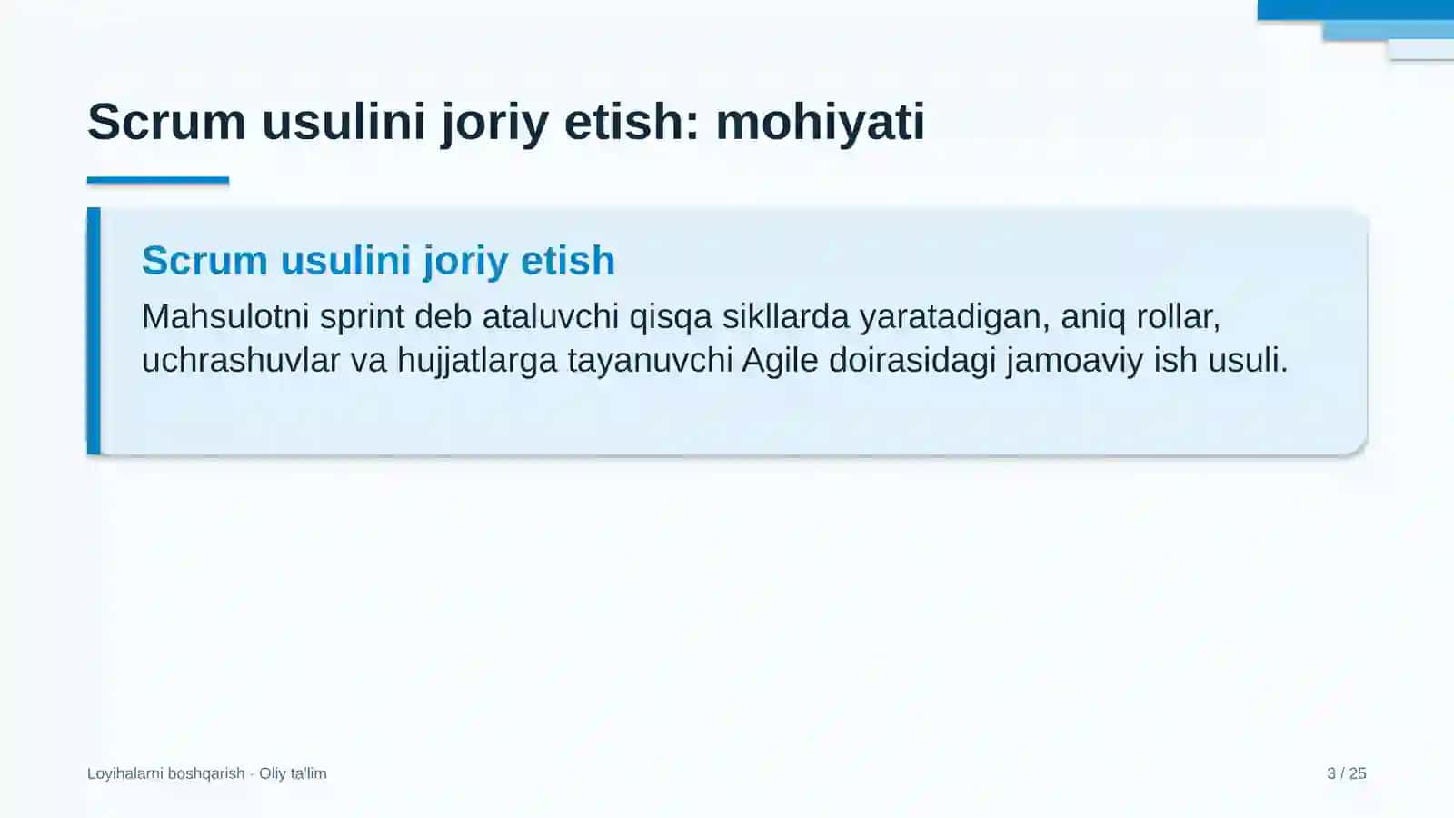 Elektron tijoratda Scrum usulini joriy etish 3