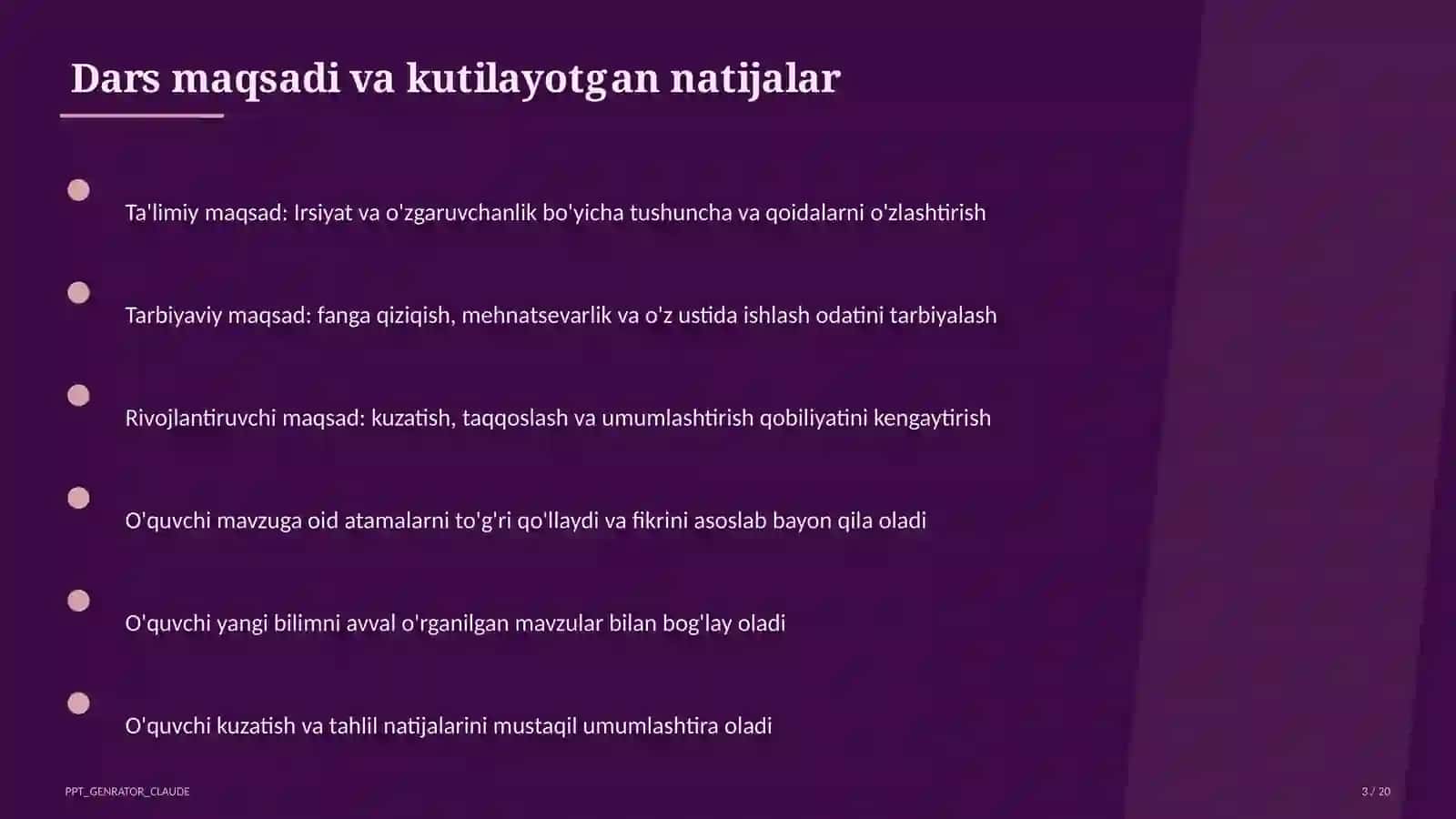 Biologiya (5–11) — mustaqil o'rganish uchun 3