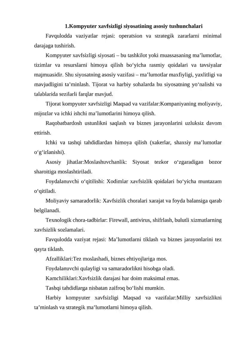 TIJORAT VA HARBIY KOMPYUTER XAVFSIZLIGI SIYOSATINI TAQQOSLASH 3