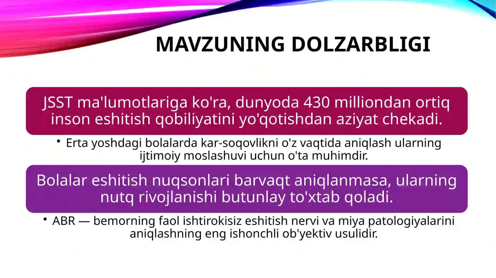 ABR (Auditory Brainstem Response) tekshiruvi va klinik ahamiyati 3