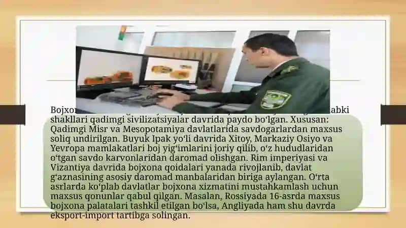 Bojxona ishini vujudga kelishi tarixi va jahon tajribasi Taqdimot 3