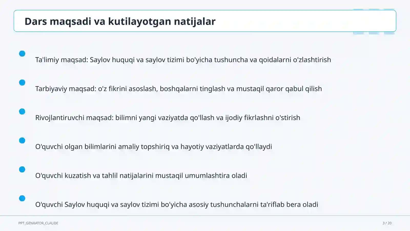 Saylov huquqi va saylov tizimi (10-sinf) 3