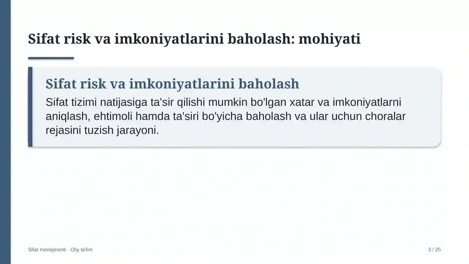 Elektr podstansiyalarida sifat bilan bog'liq risk va imkoniyatlarni baholash 3