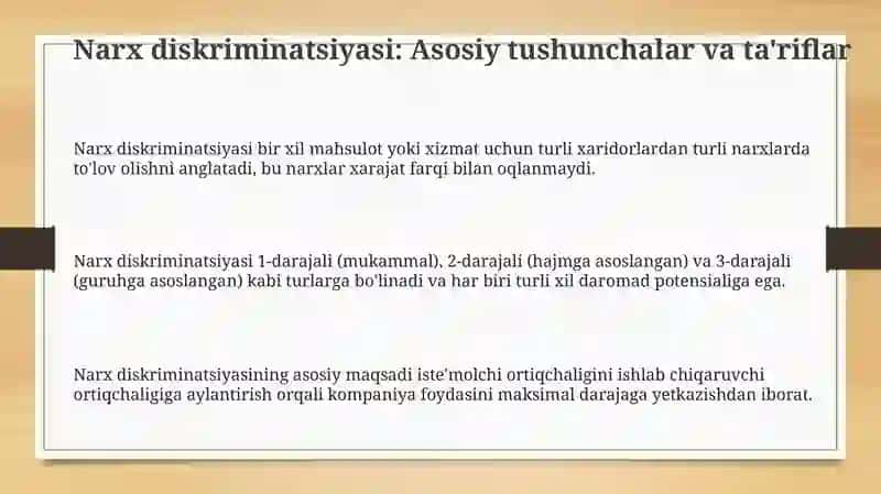 NARX DISKRIMINATSIYASI STRATEGIYALARI VA BOZOR DAROMADINI OSHIRISH USULLARI 3
