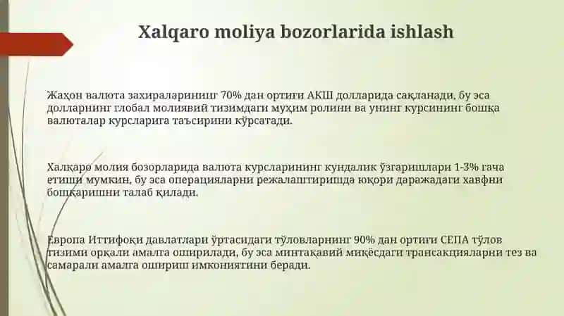 Xalqaro moliya bozorlarida ishlash 3