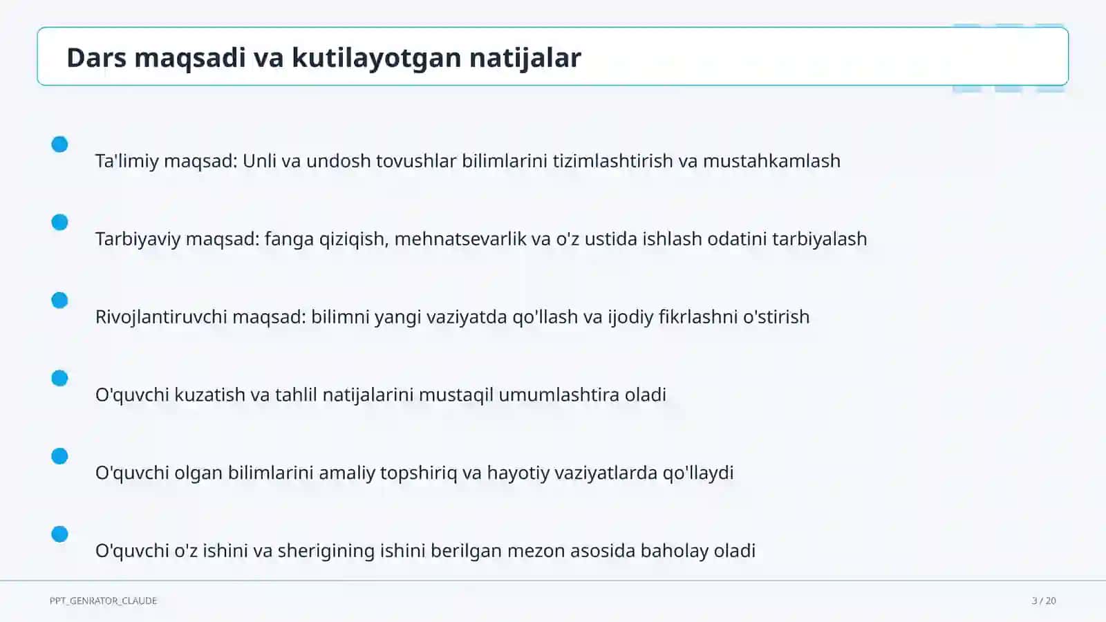 Unli va undosh tovushlar (1-sinf) 3