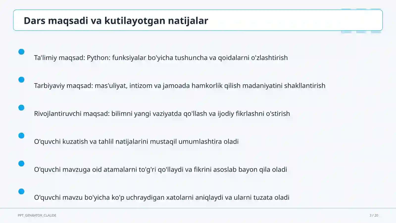 Python: funksiyalar (9-sinf) 3