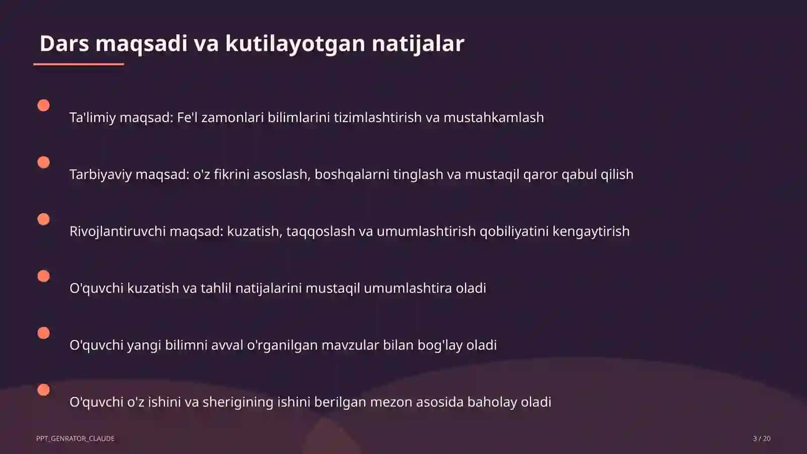 Fe'l zamonlari (4-sinf) 3
