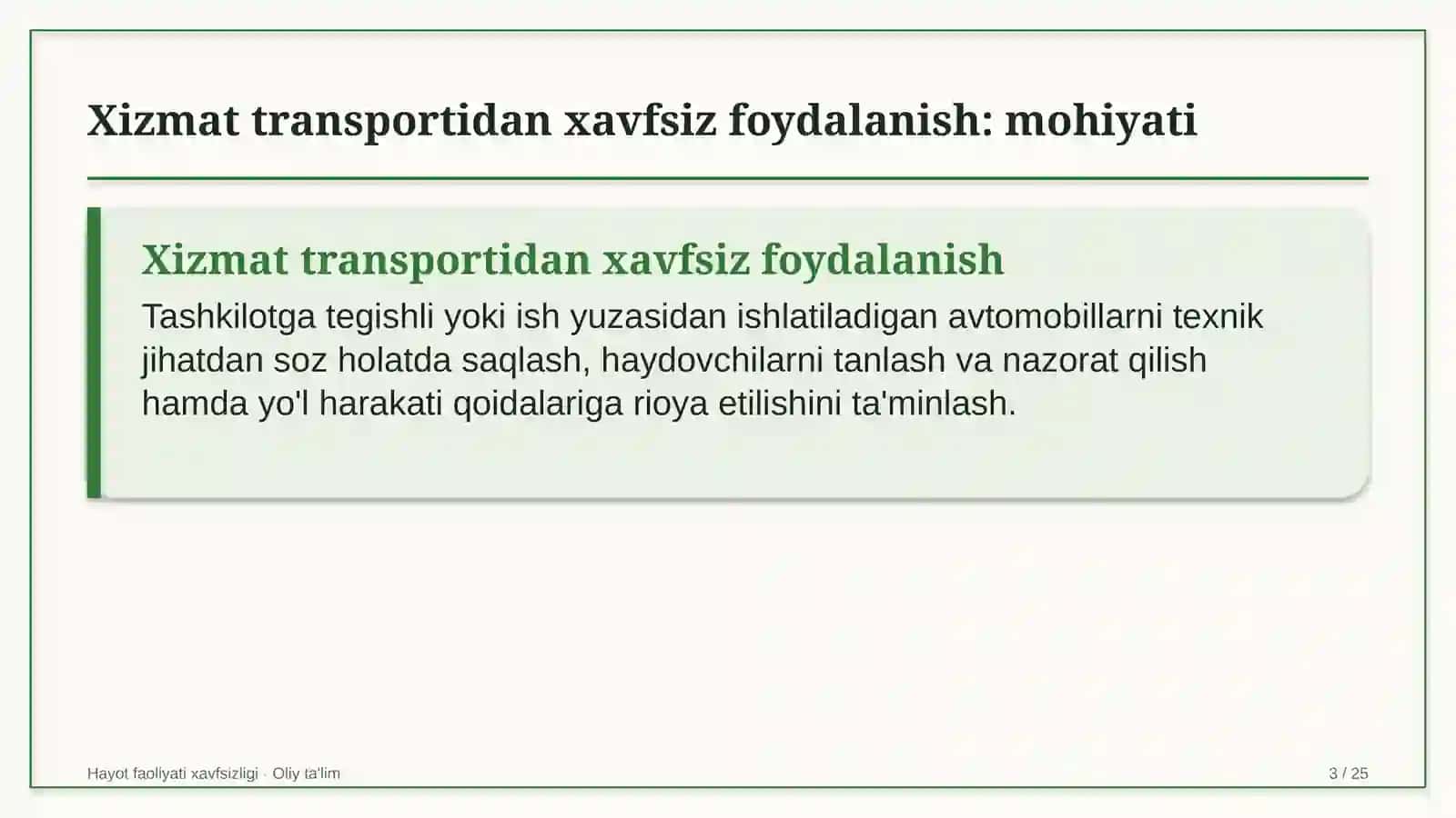 oftalmologiya klinikalarida xizmat transportidan xavfsiz foydalanish 9457 3