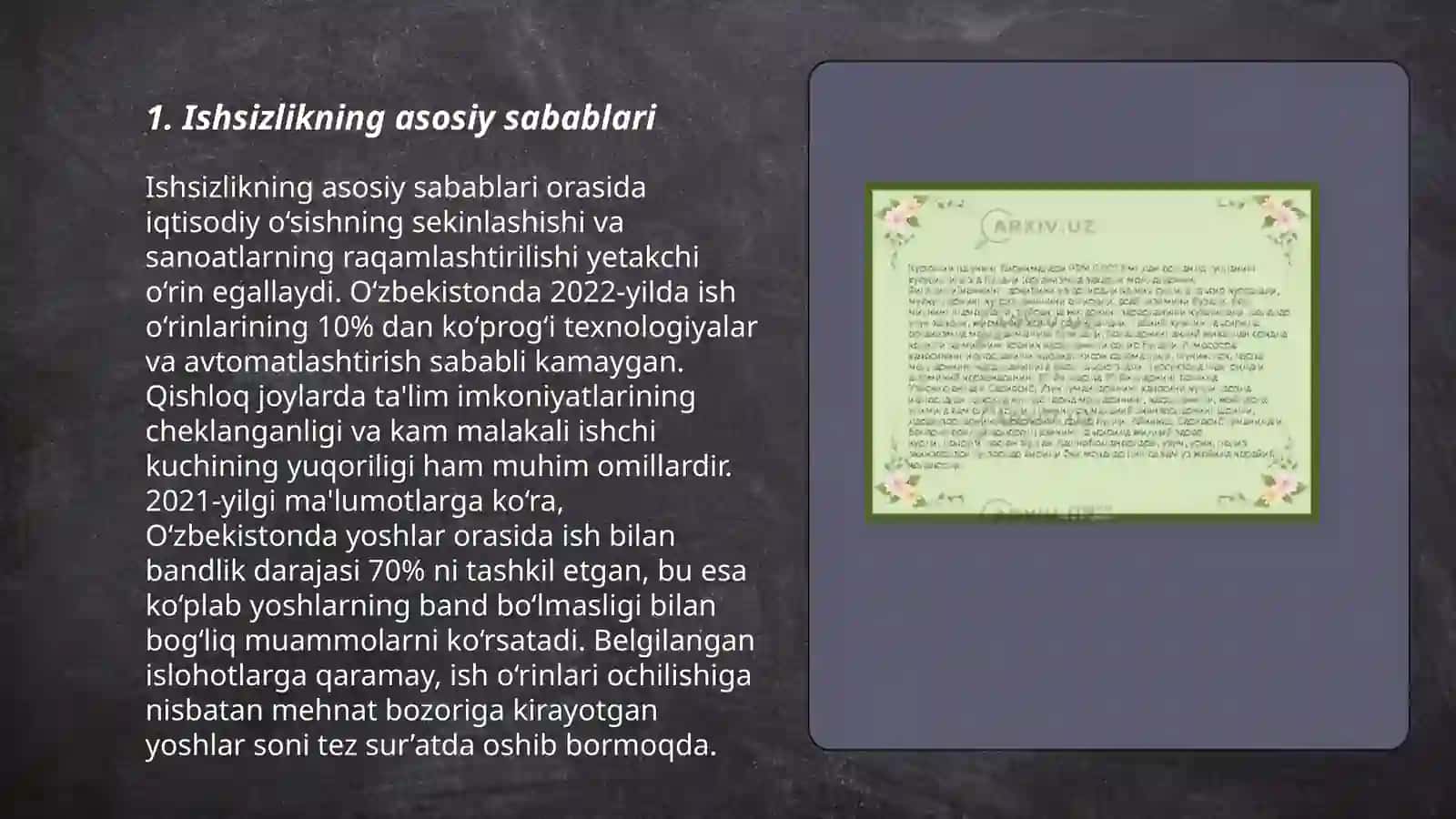 Ishsizlik muammosi va uni bartaraf etish yollari 3