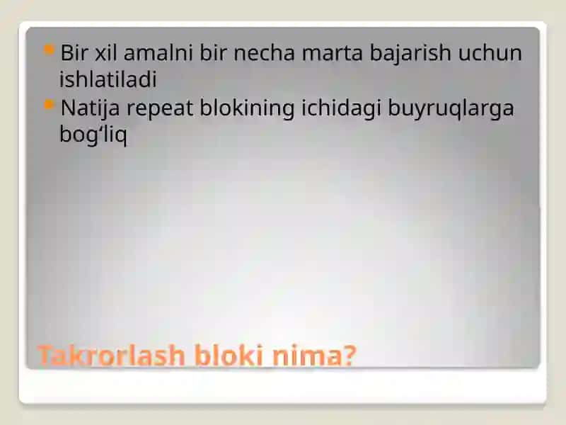 Takrorlash blokidan foydalanib dastur natijasini taxmin qilish 3