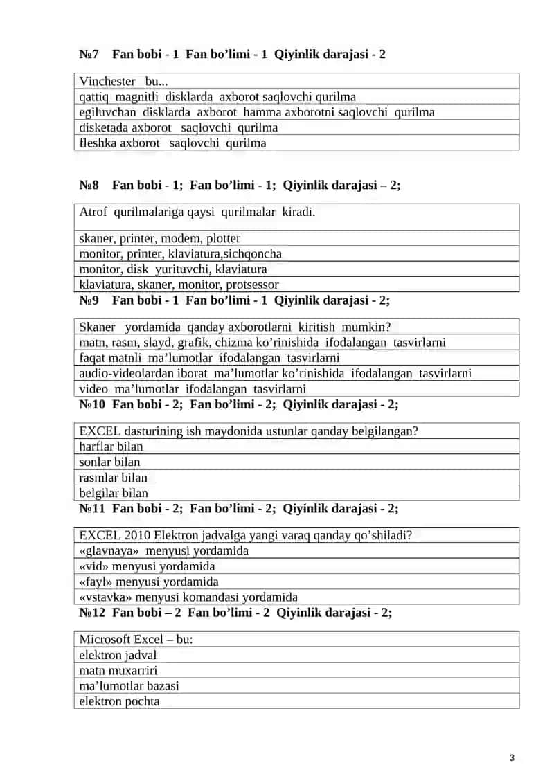OZIQ OVQAT INJINIRINGI UCHUN AXBOROT TEXNOLOGIYALARI 3