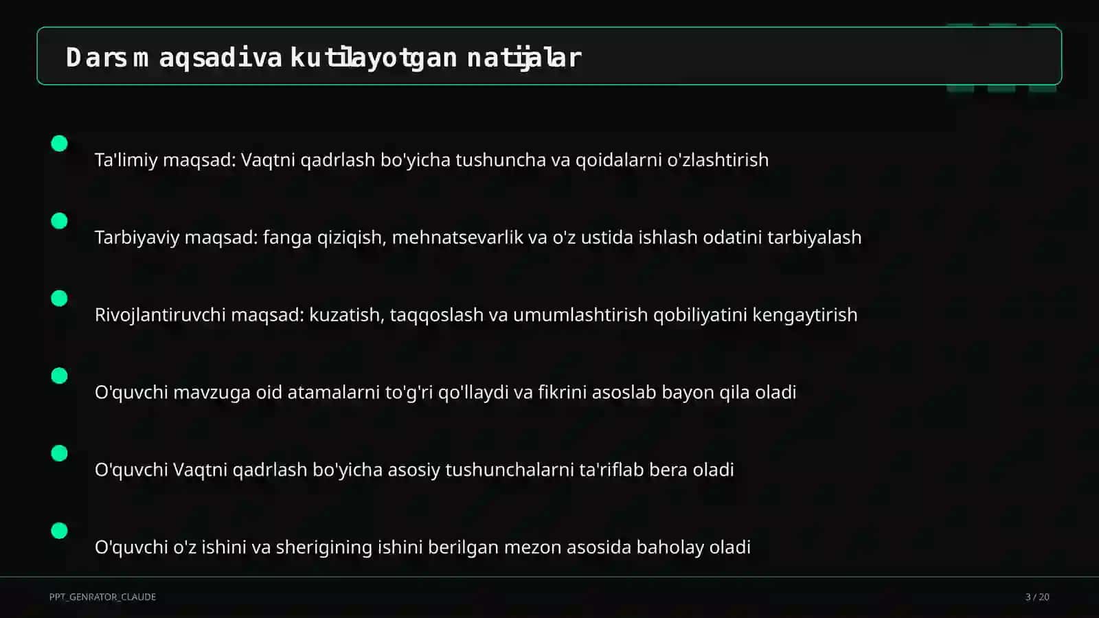 Vaqtni qadrlash (4-sinf) 3