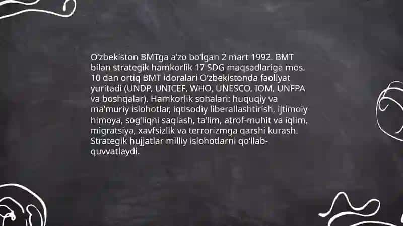 Oʻzbekistonning xalqaro tashkilotlar bilan hamkorlik aloqalari 3
