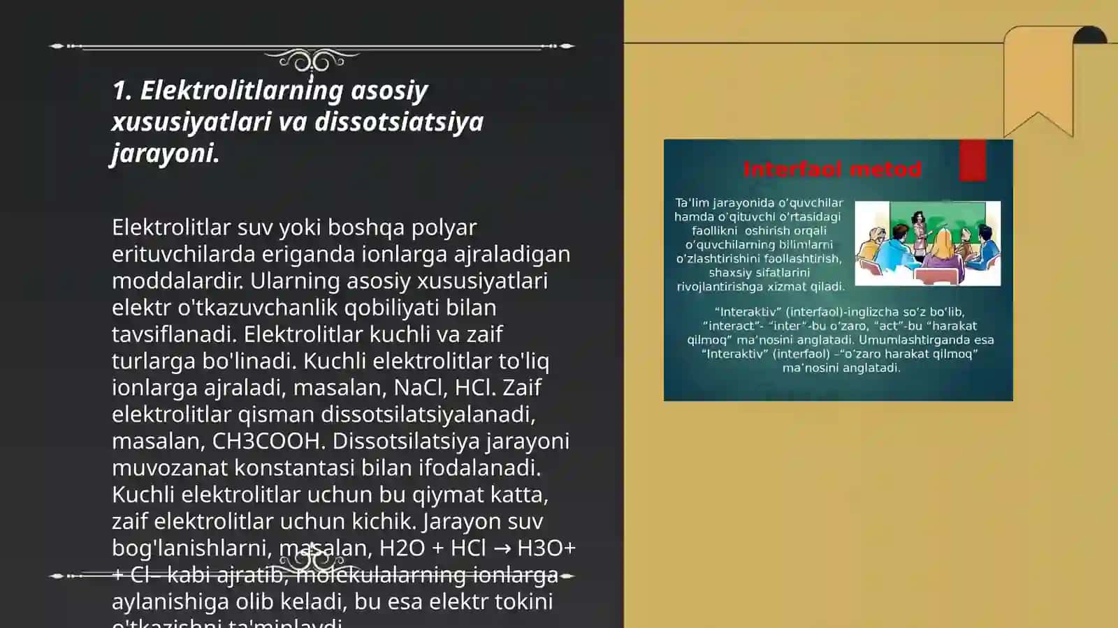 Elektrolitik dissotsilanish mavzusini o’qitishda eksperiment va yangi pedagogik texnologiyadan foydalanish. Eritmalar tayyorlash malaka va ko’nikmalarini egallash 3