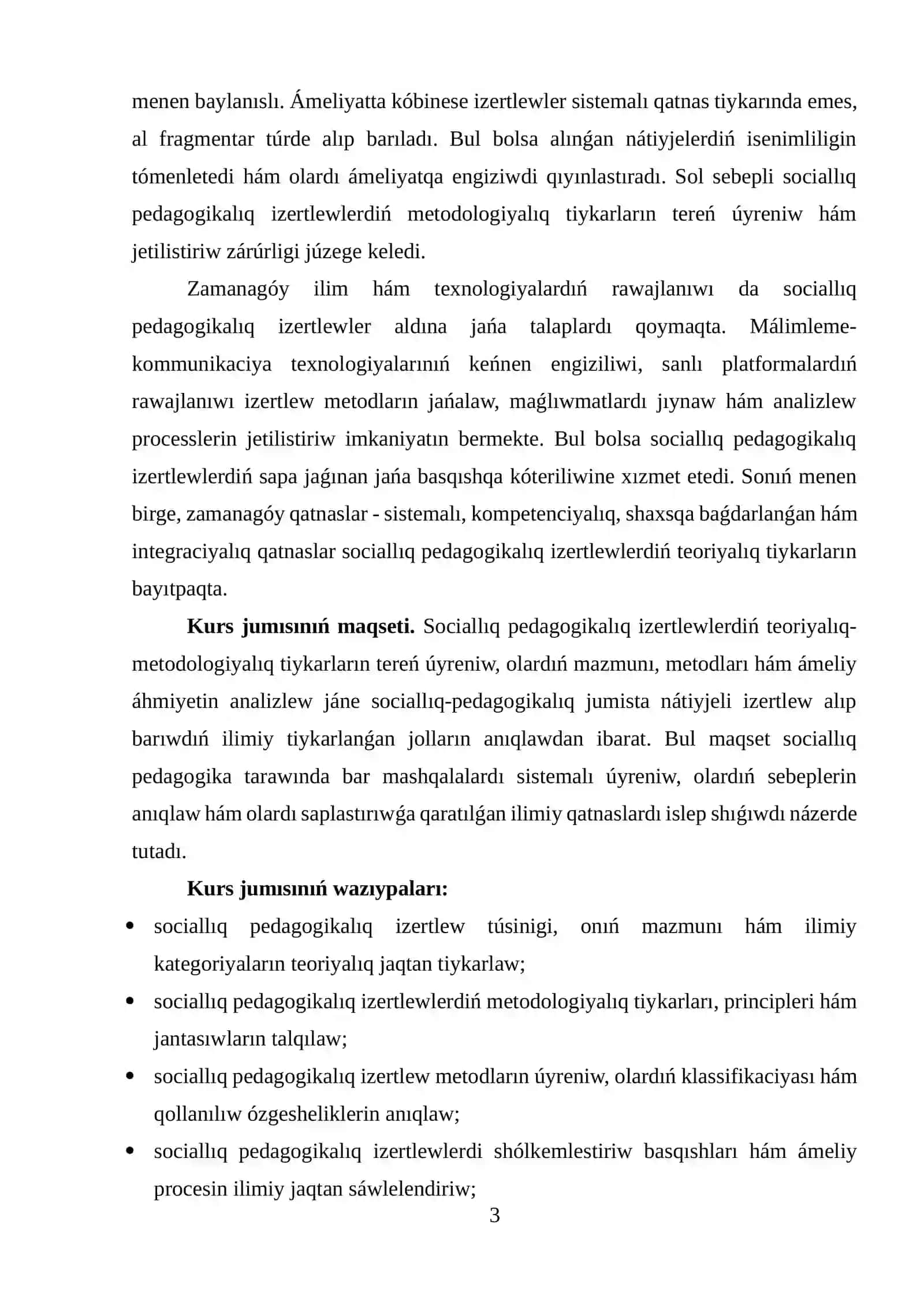 Sociallıq pedagogikalıq izertlewlerdiń teoriyalıq-metodologiyalıq tiykarları 3