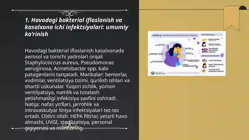 Kasalxona ichi infeksiyalarini kelib chiqishi uchun havoning bakterial ifloslanganligini ahamiyati 3