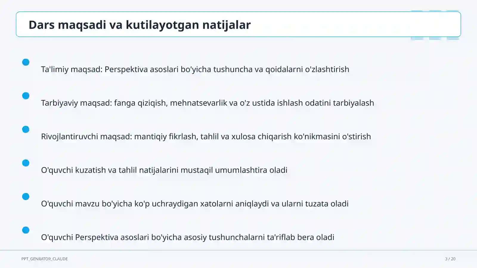 Perspektiva asoslari (5-sinf) 3