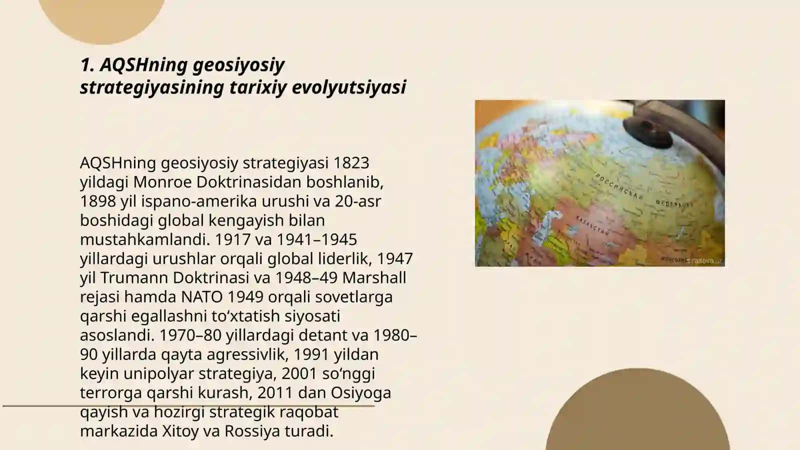 Geosiyosiy munosabatlar tizimida AQSHning roli 3
