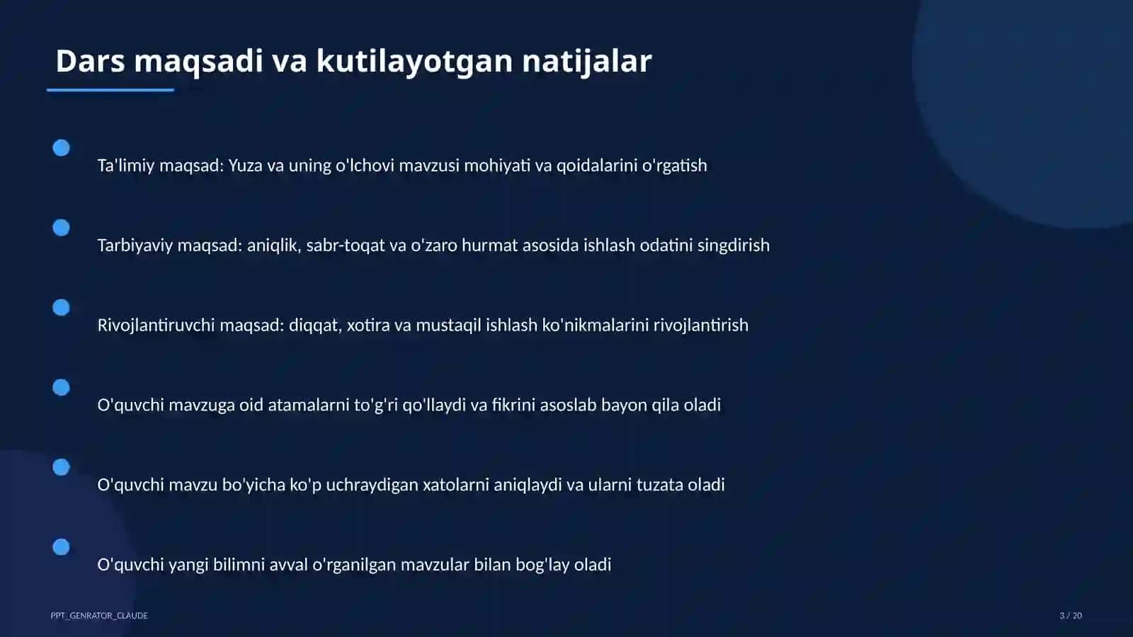 Yuza va uning o'lchovi (3-sinf) 3