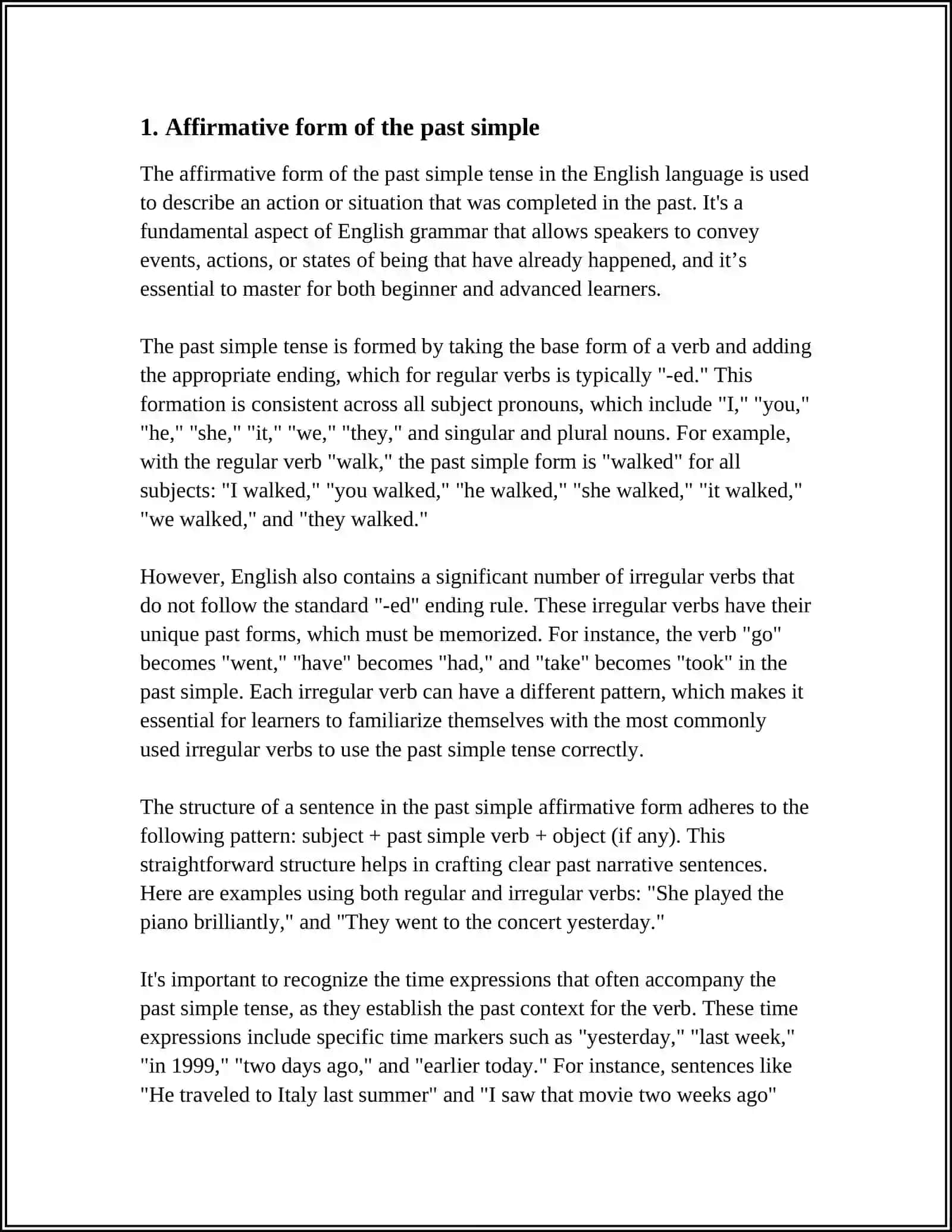 Affirmative form of the Past Simple 3