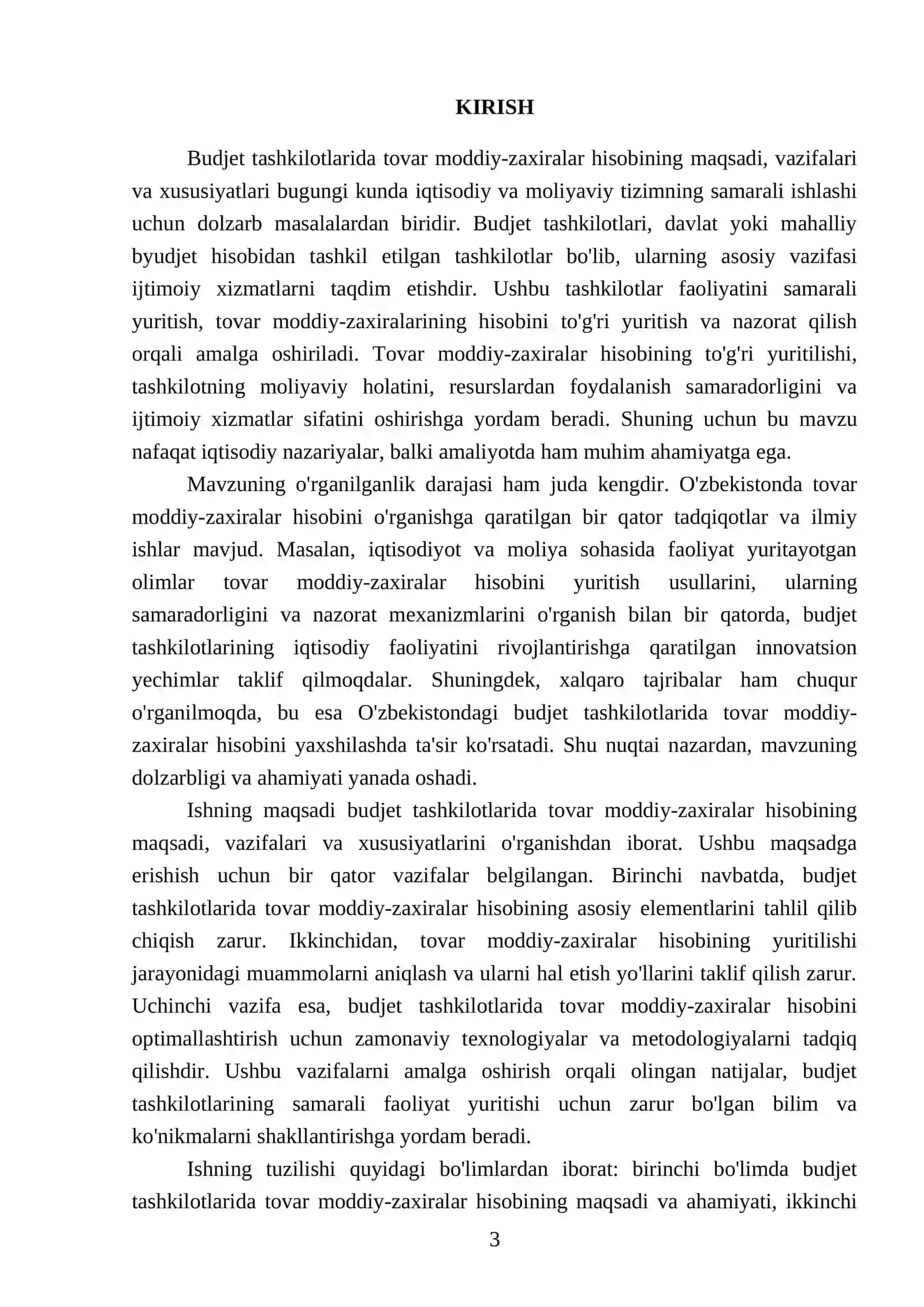 Budjet tashkilotlarida tovar moddiy-zaxiralar hisobining maqsadi, vazifalari va xususiyatlari 3
