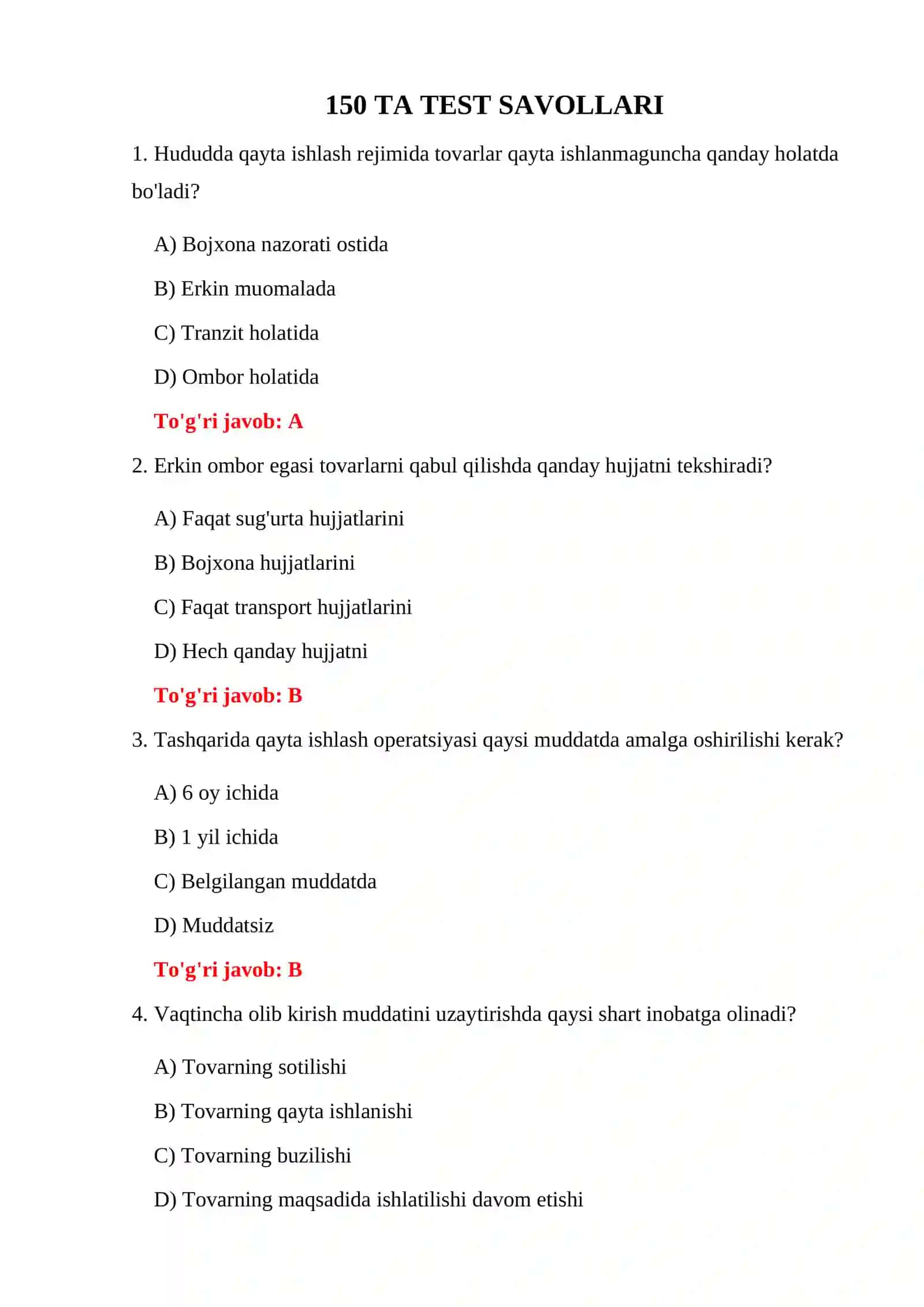 BOJXONA HUDUDIDA QAYTA ISHLASH REJIMI SAVOLLARI 3