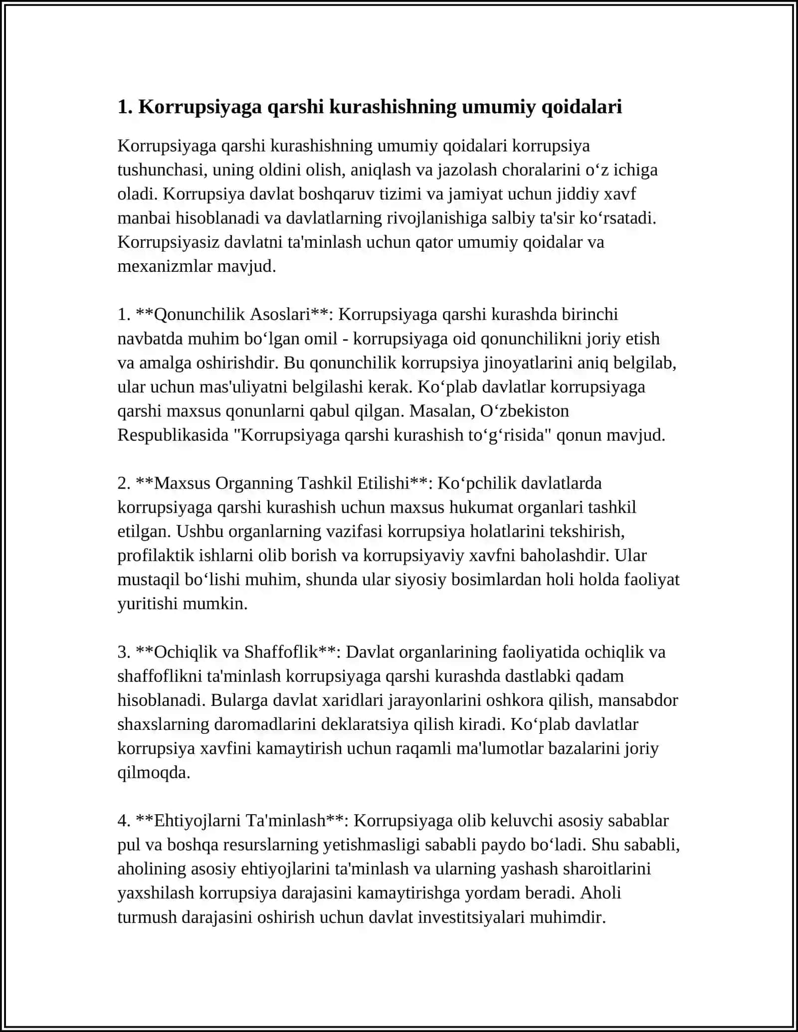 O'ZBEKISTON RESPUBLIKASI "KORRUPSIYAGA QARSHI KURASHISH TO'G'RISIDA"GI QONUNNING MAZMUN-MOHIYATI 3