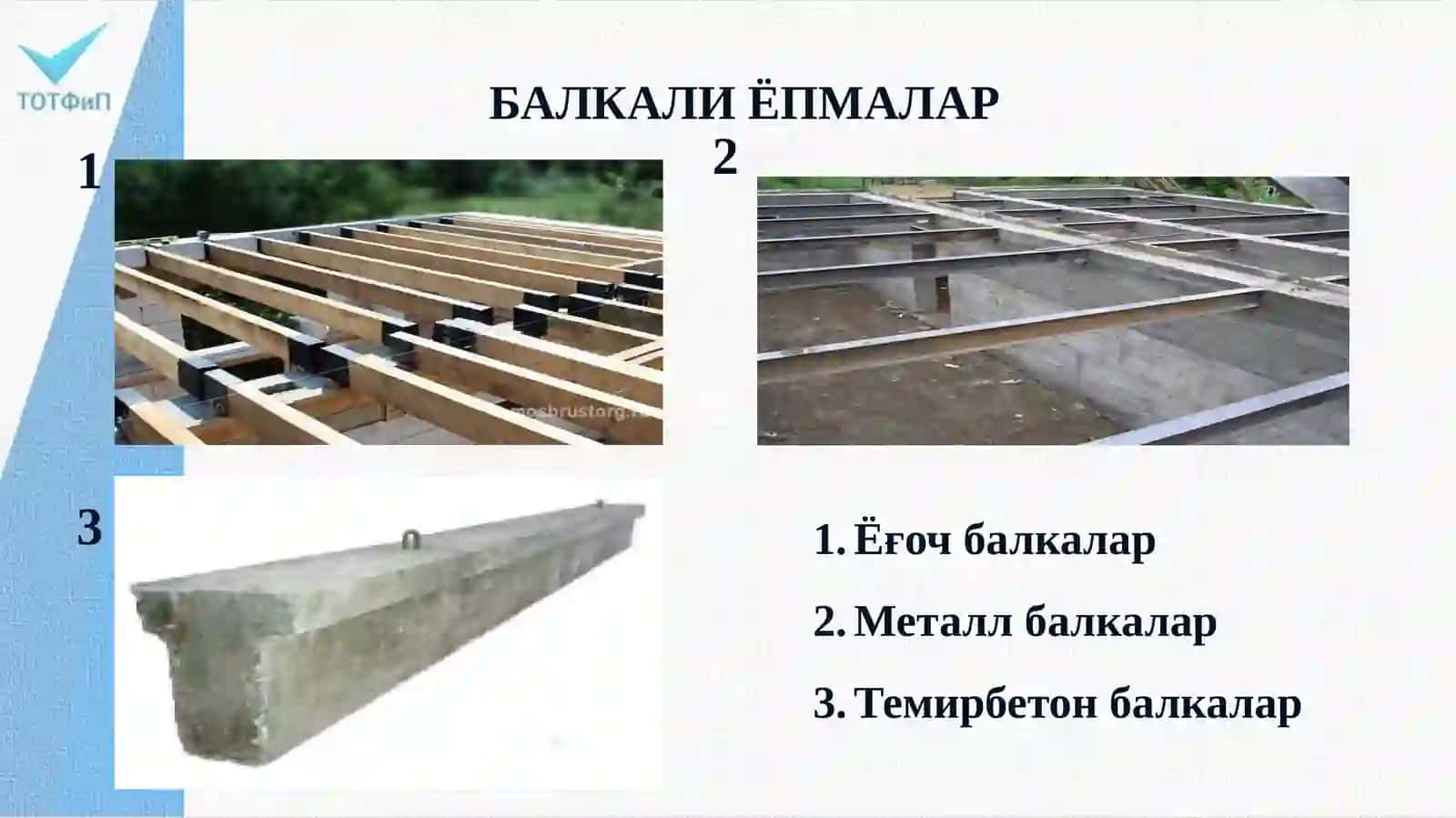 КАРКАССИЗ БИНОЛАР УЧУН ЁПМА ПЛИТАЛАРИНИ ТАНЛАШ, ҚАВАТЛАРАРО ВА ТОМ ЁПМА ПЛИТАЛАР РЕЖАСИНИ ИШЛАБ ЧИҚИШ 3