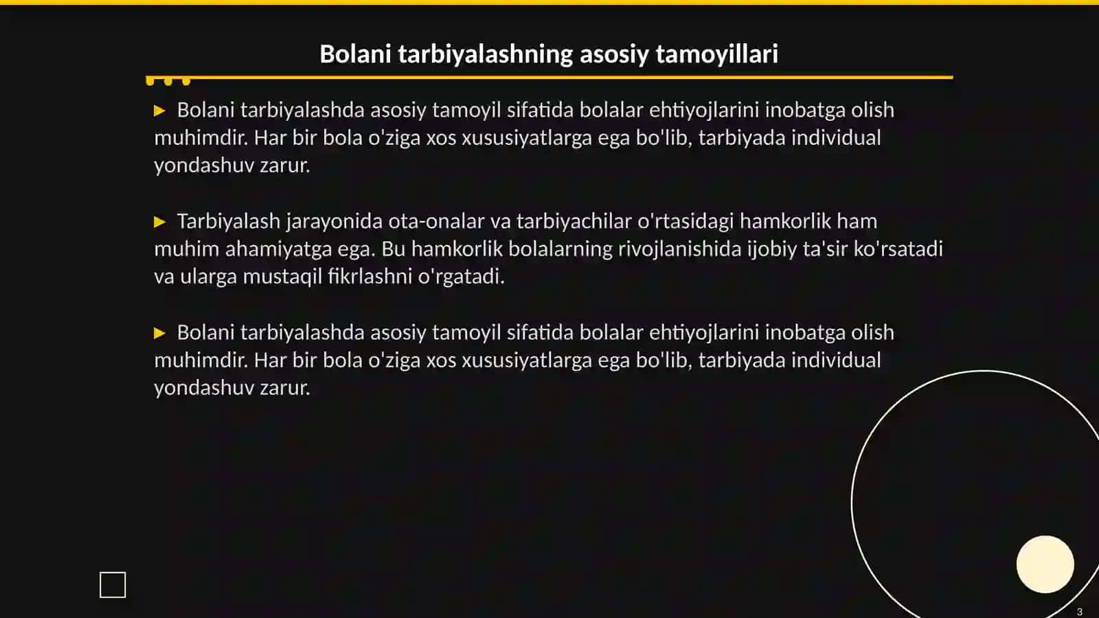 Bolani tarbiyalash sanati 3