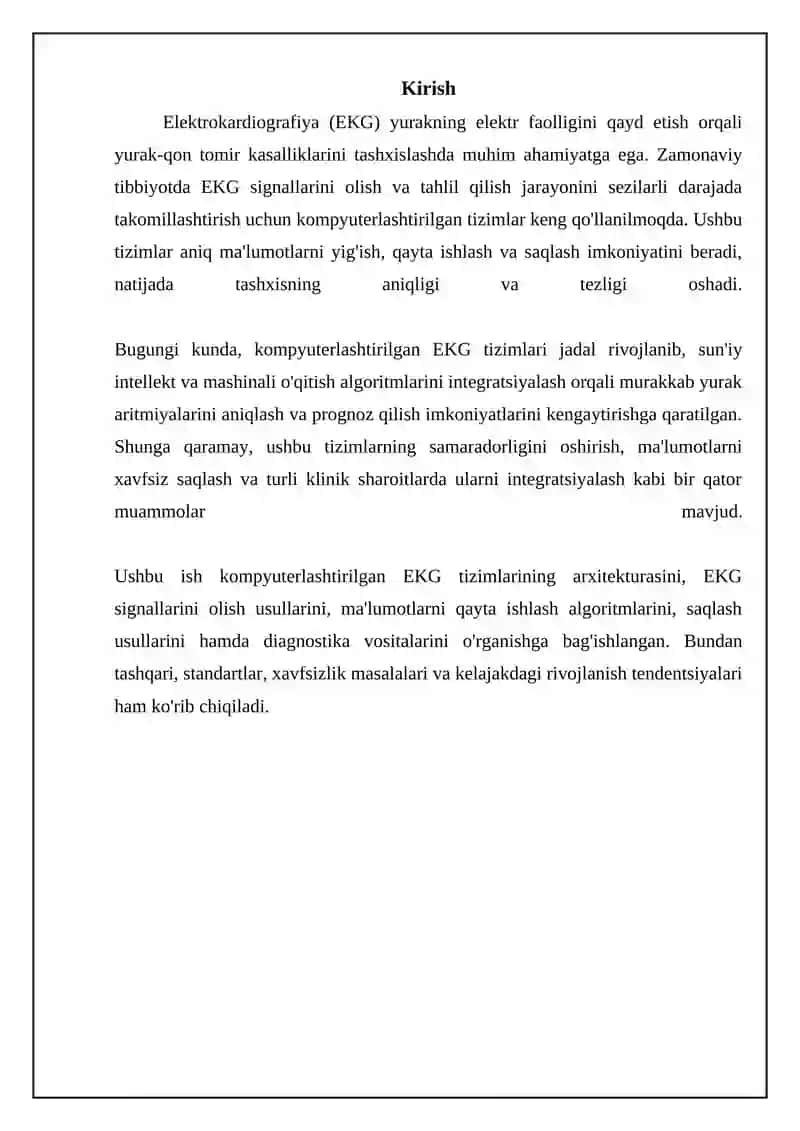 Elektrokardiografiya (EKG) uchun kompyuter tizimlari 3