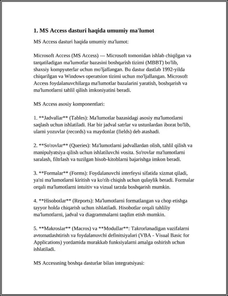 MS ACCESS IMKONIYATKARI 3
