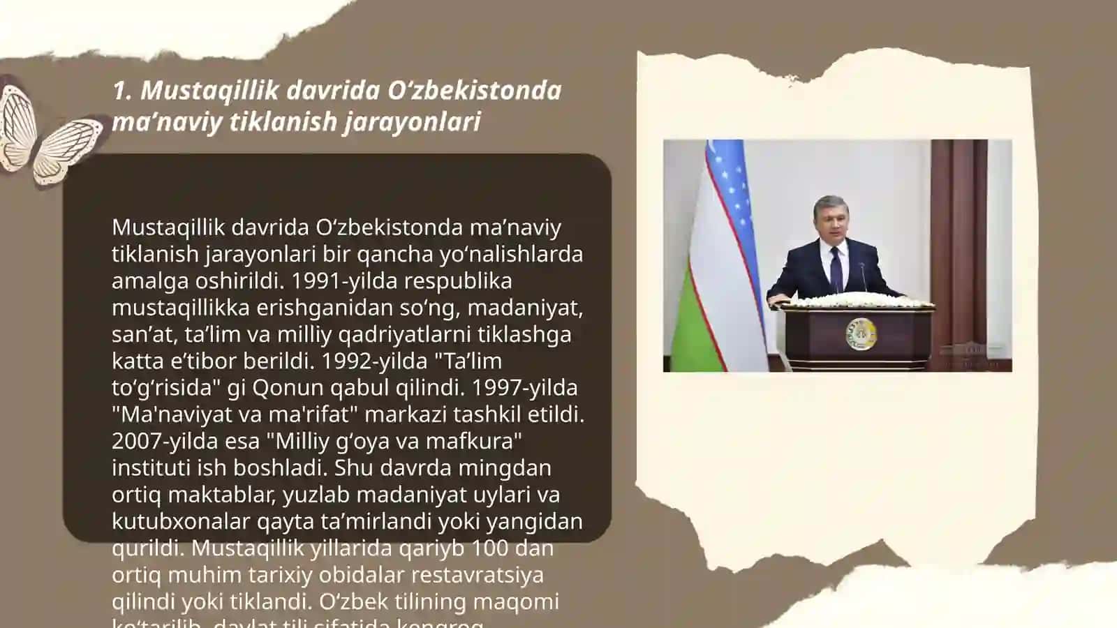 Mustaqillik yillarida Oʻzbekistondagi maʼnaviy va madaniy taraqqiyot 3